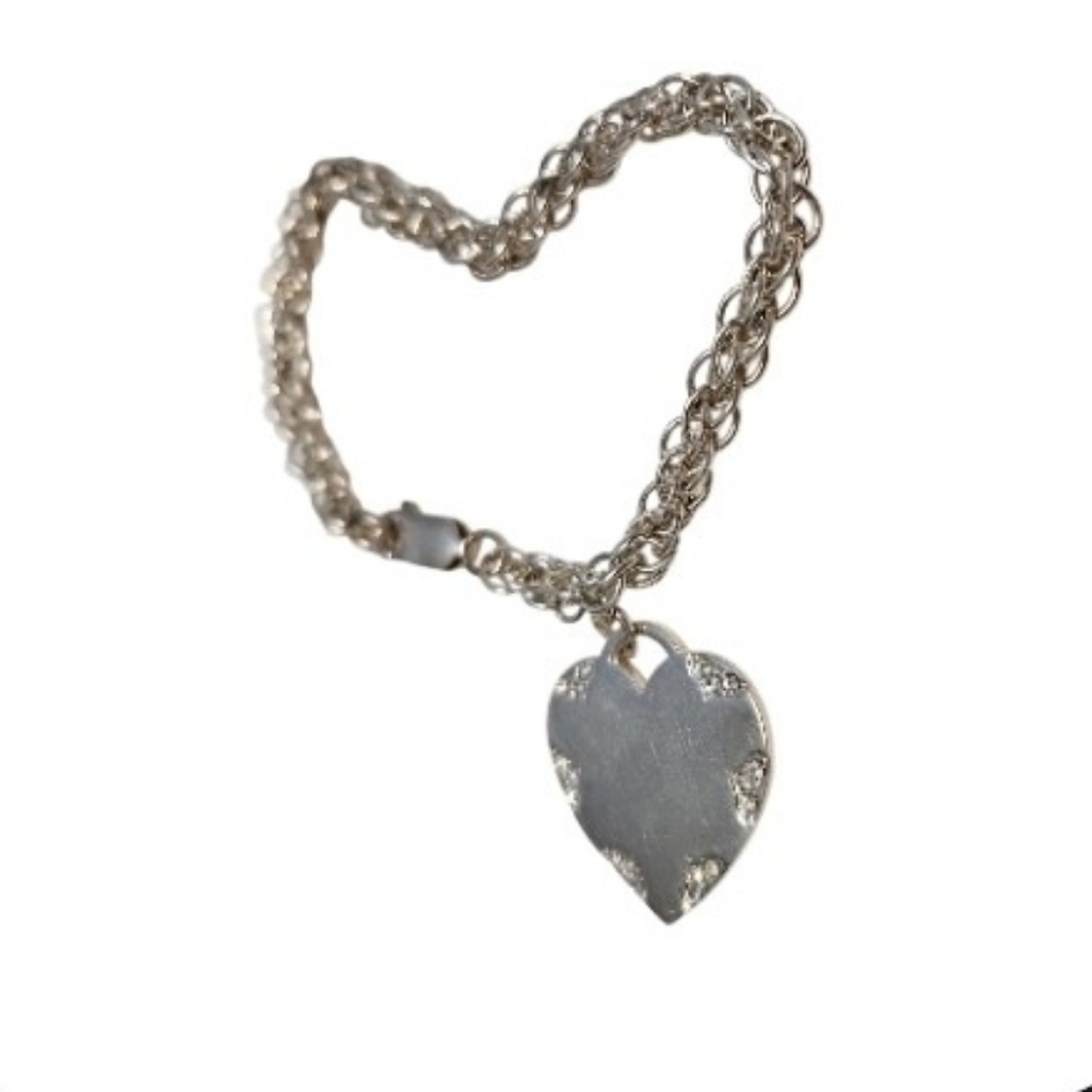 925 sterling Silver heart with CZ bracelet - Picture 2 of 4